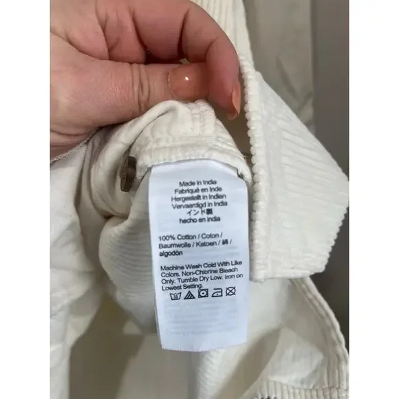 Madewell Cream Corduroy Shirt Dress Mini Casual Neutral Size Medium - Picture 5 of 9